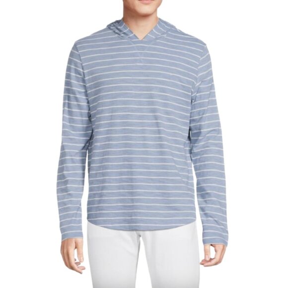 NEW Vince Men's Striped Lightweight Hoodie in Boat Blue Sz. XL - Picture 1 of 3
